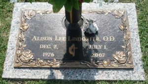 Alison Lee Lindorfer Gravestone. SOURCE:: Find A Grave