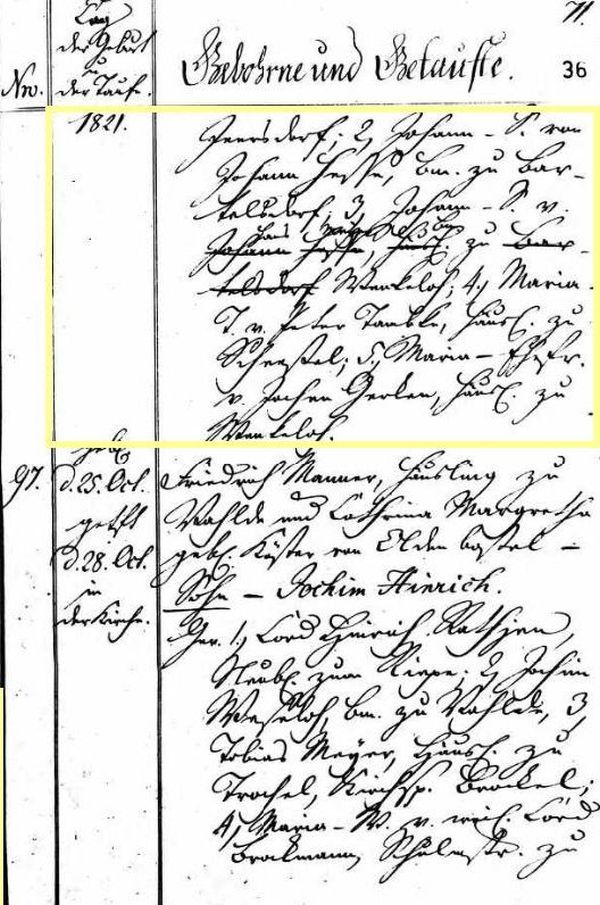 Johann Meÿer - Birth Record 19 Oct 1821 p2