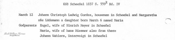 Maria Cordes Birth/Baptism Record - Translation[2]