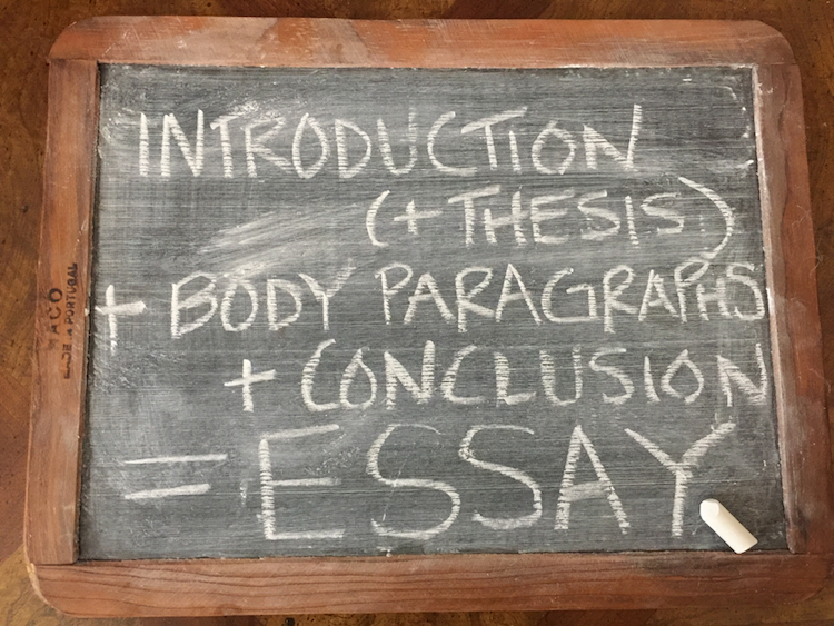 Slate saying Introduciton (plus thesis) plus body paragraph plus conclusion equals essay)t