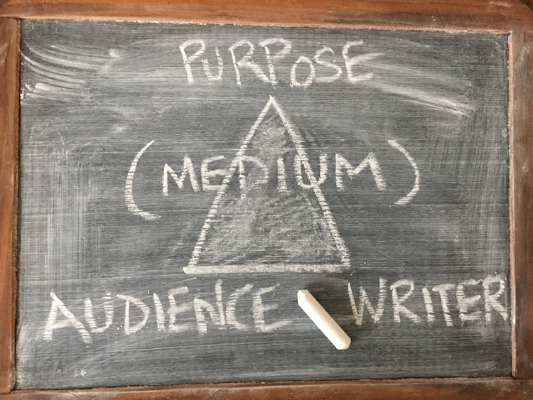 Slate saying Purpos (Medium) Audience / Writer