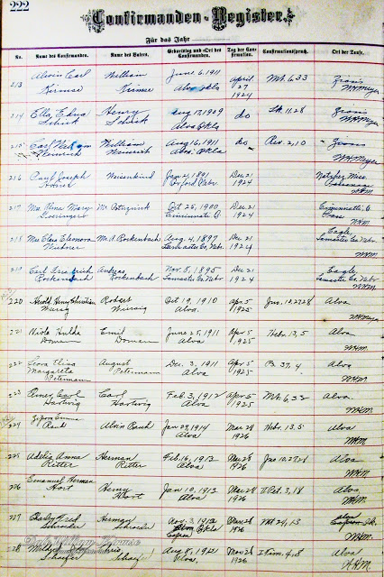 Confirmation Record. Scanned from Zion Lutheran Church Records, Alva, Oklahoma, December, 2003.