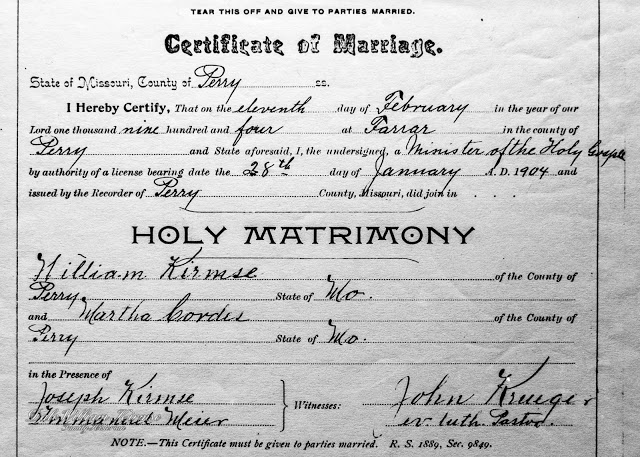 Missouri Certificate of Marriage