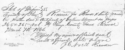Certificate of Deed Recording - 1866