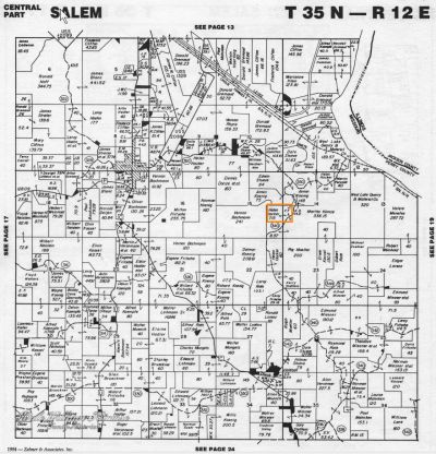 Salem Township 1993-1994 landowners map showing the 60 acres outlined in orange