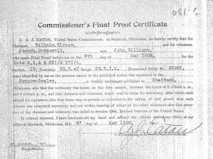 Commissioner's Final Proof Certificate