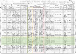 1910 United States Federal Census highlighting the George A Ehrlich household