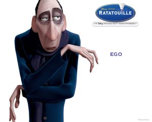 portrait of a critical-looking food critic from Pixar's Ratatouille