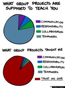pie charts of horrible group work possibilities