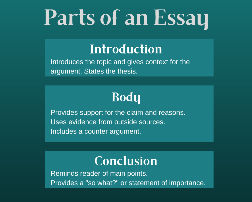 parts of an essay reading