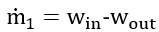 m one dot equals w in minus w out