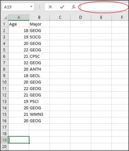 Screenshot of formula bar in Excel