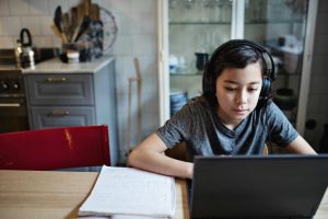 Child working on a computer