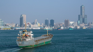 Cargo ship entering the harbor