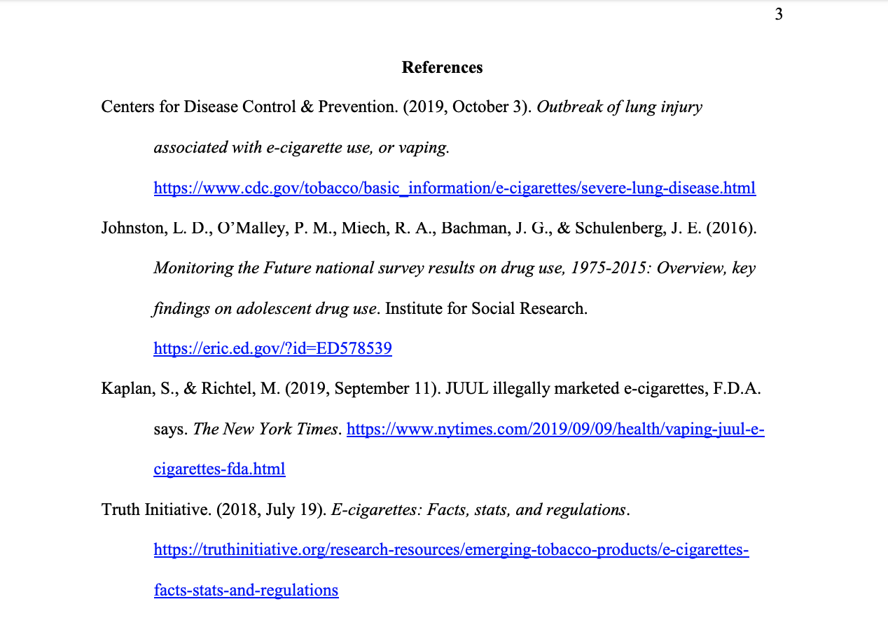 Apa 7th edition reference page deals example