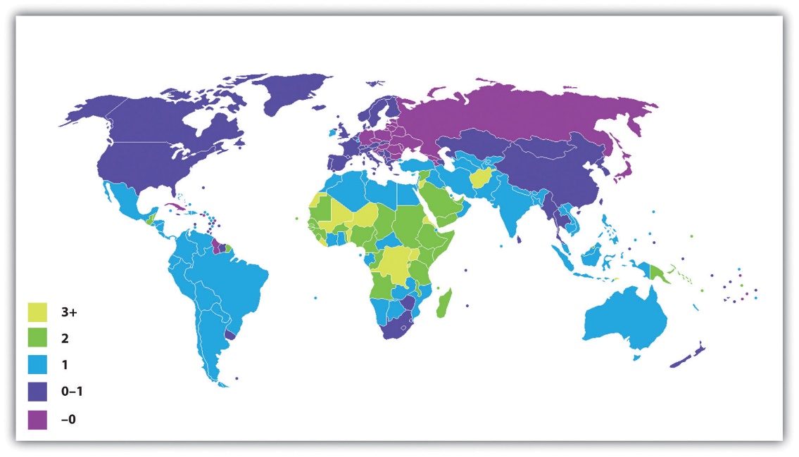 population growth world map