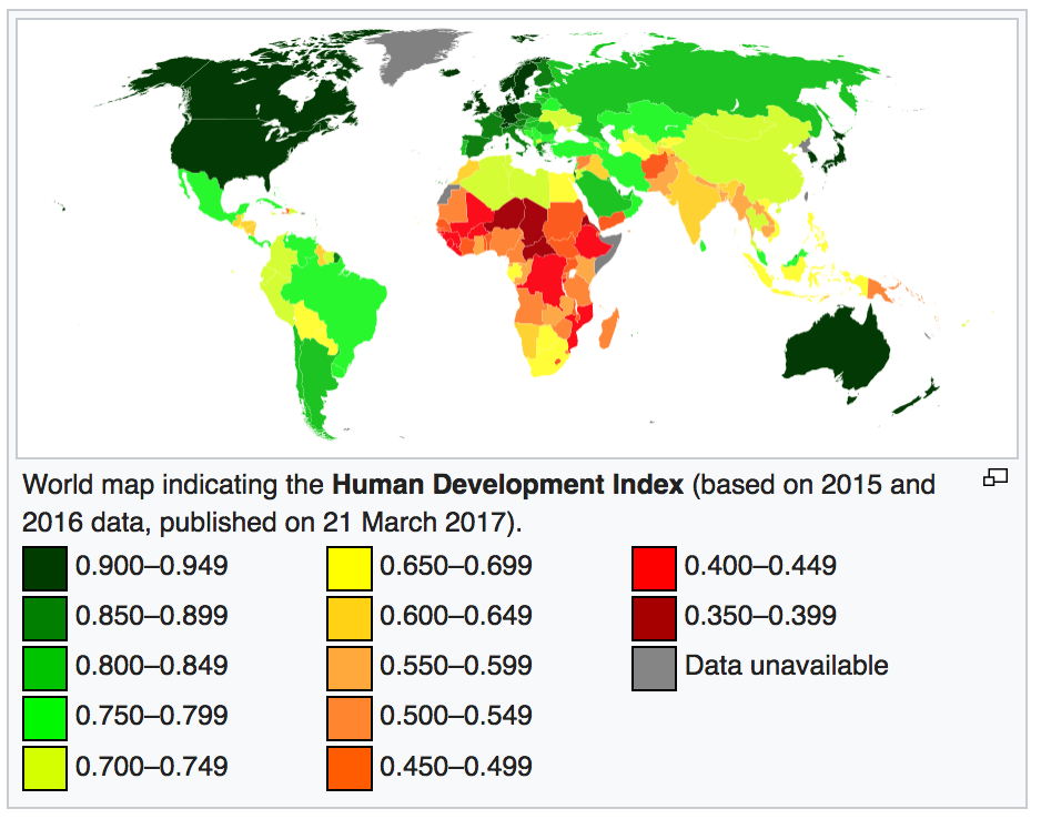 Human development index map