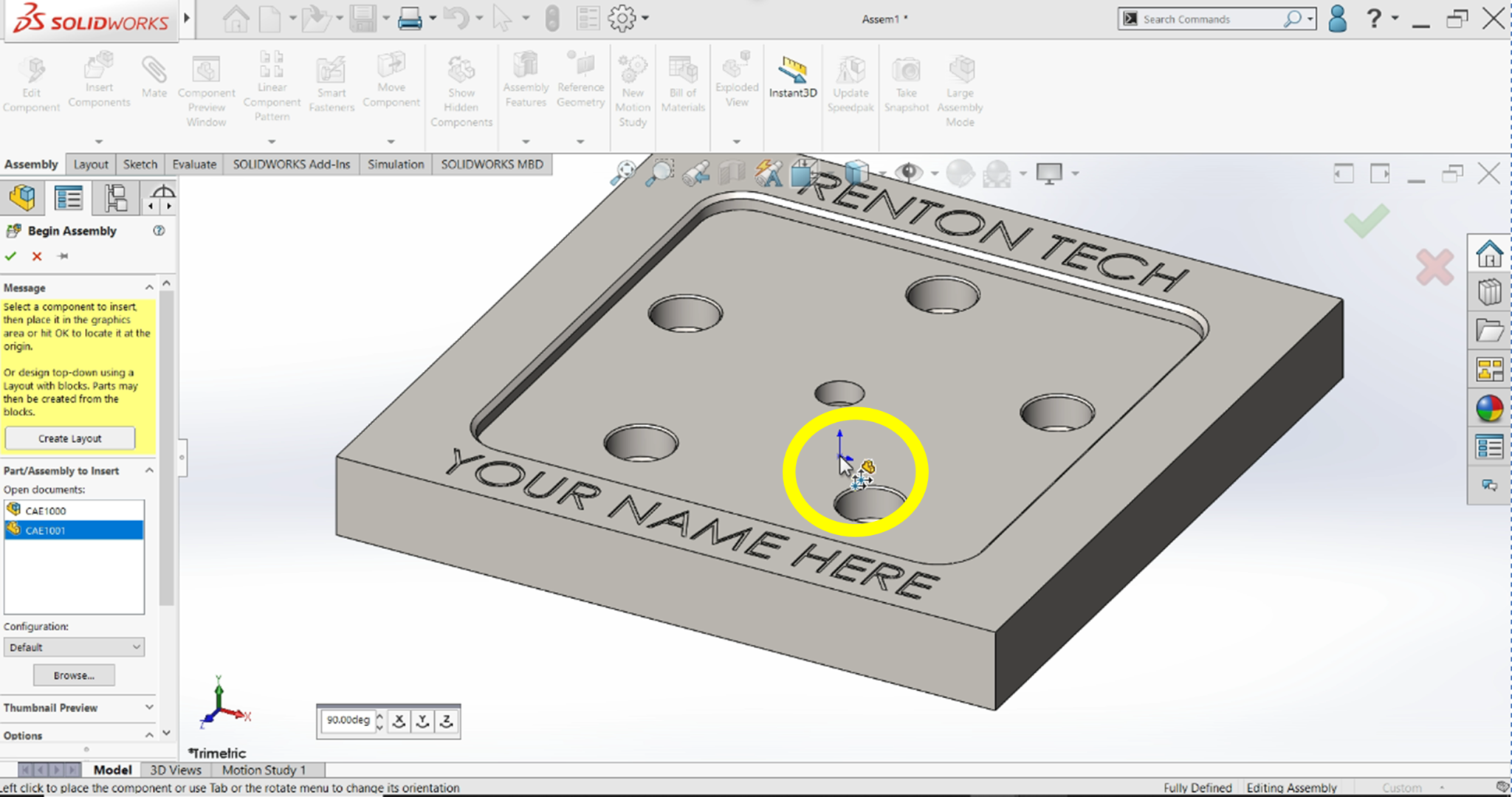 Inserting Components Into Assemblies – Introduction To SolidWorks Part 2