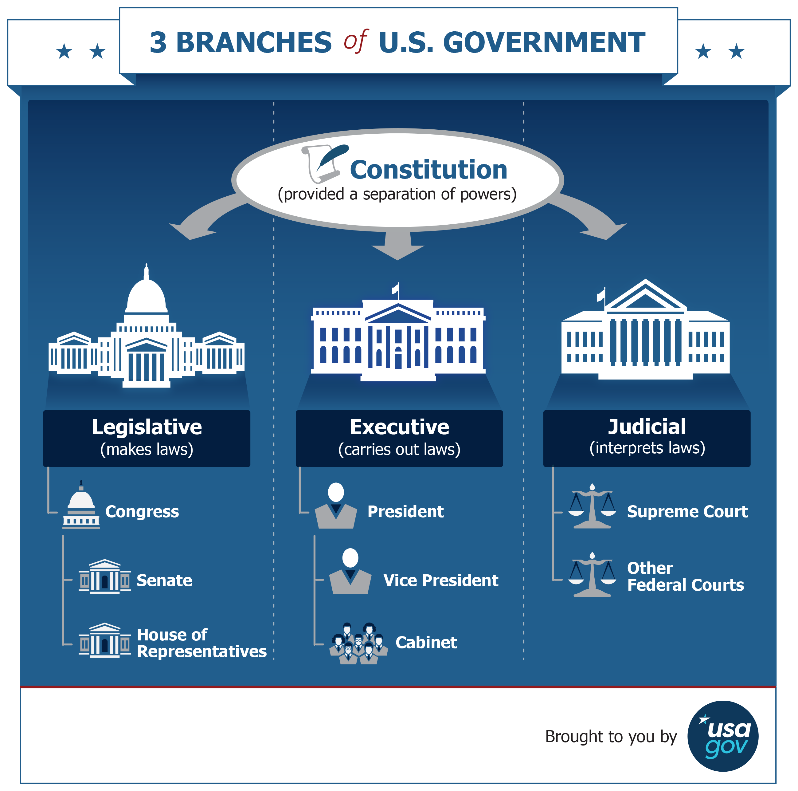 Graphic showing the three branches of the federal government