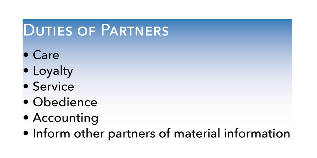 list of duties of partners