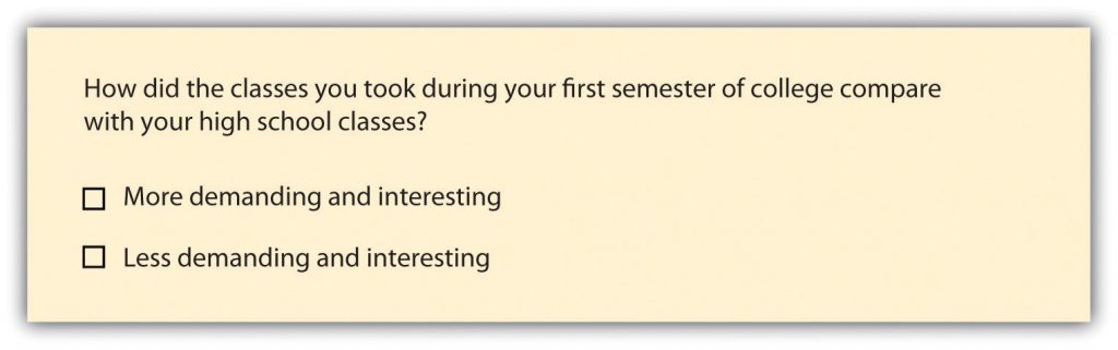 Double-barreled response options providing more than one answer for each option