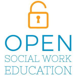 Opened lock with the words "open social work education" written underneath