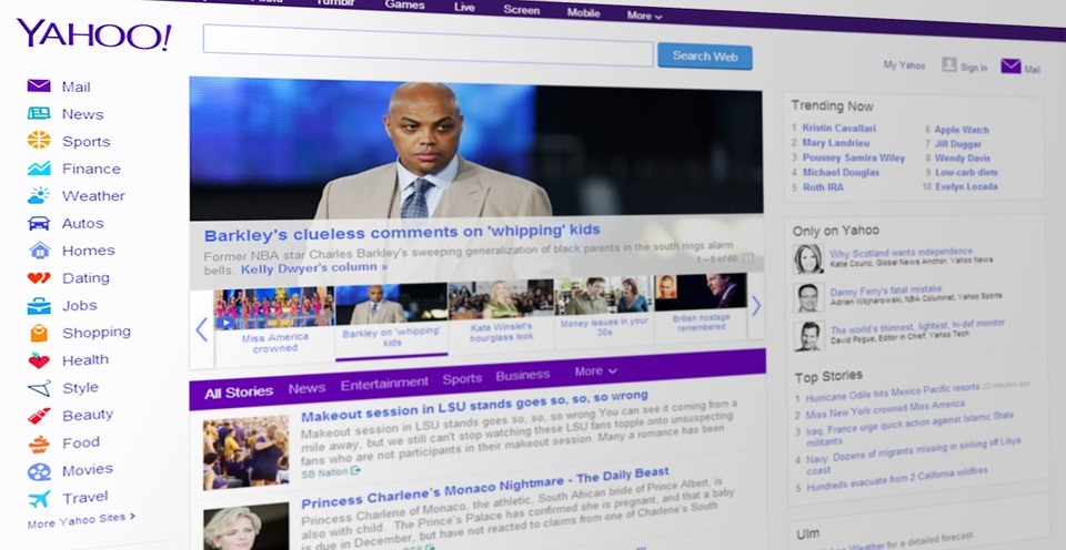 a screenshot of the yahoo! homepage showing news items