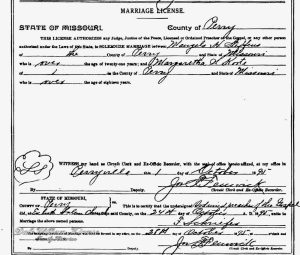Perry County, Missouri, Marriage License[1]