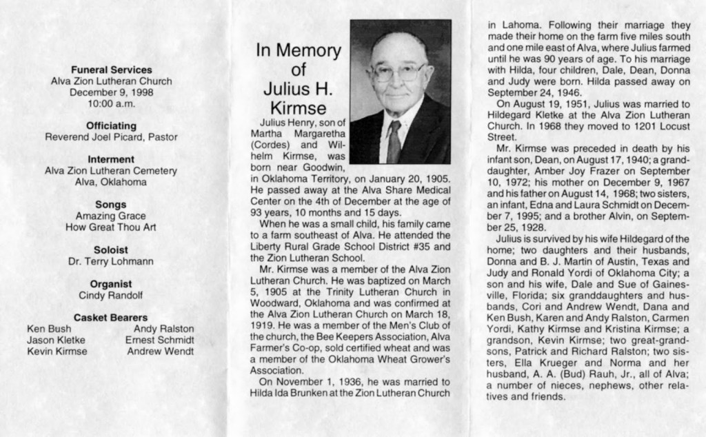 In Memory of Julius H. Kirmse