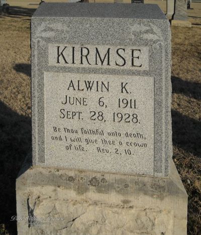 Alwin K. Kirmse Gravestone. SOURCE: Find A Grave