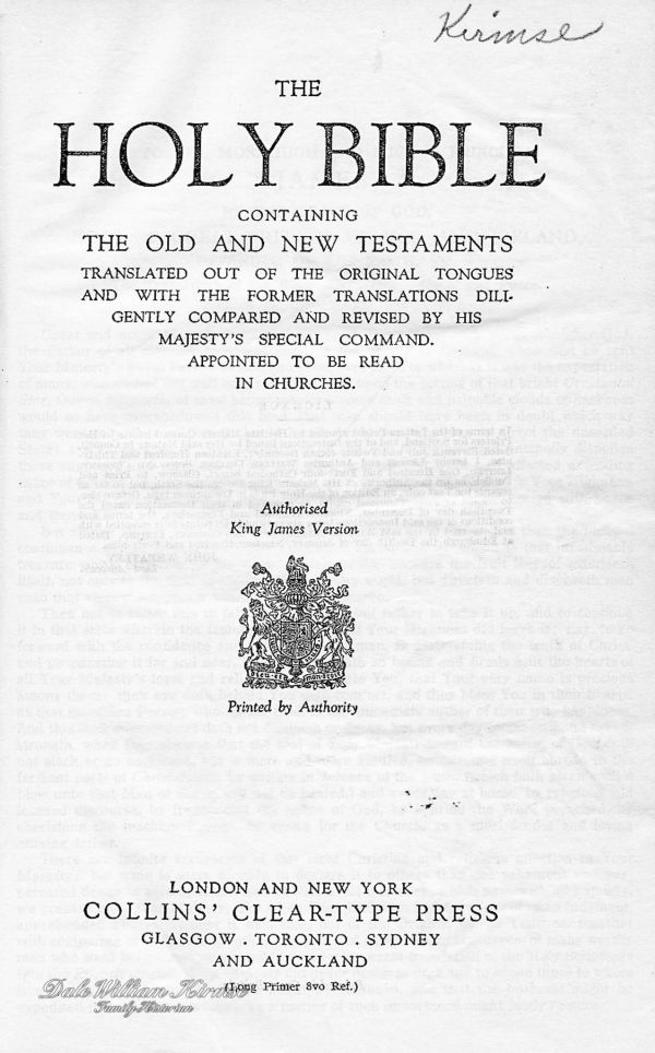 William Kirmse - Bible Title Page