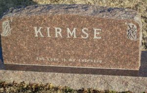 Kirmse Gravestone. SOURCE:: Find A Grave