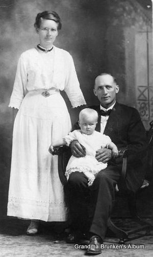 Gustav "Gus" and Ida Brunken + Irene - 1914