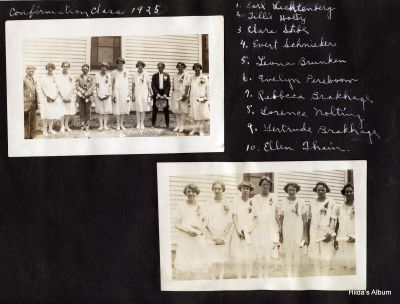 Confirmation Class 1925, Source - Photograph Album prepared by Hilda Ida Brunken; Digitized - December 6, 2014