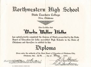 Northwest High School Diploma - 1933