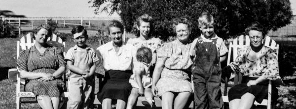 Visiting with Petersen Family Guests - 1946
