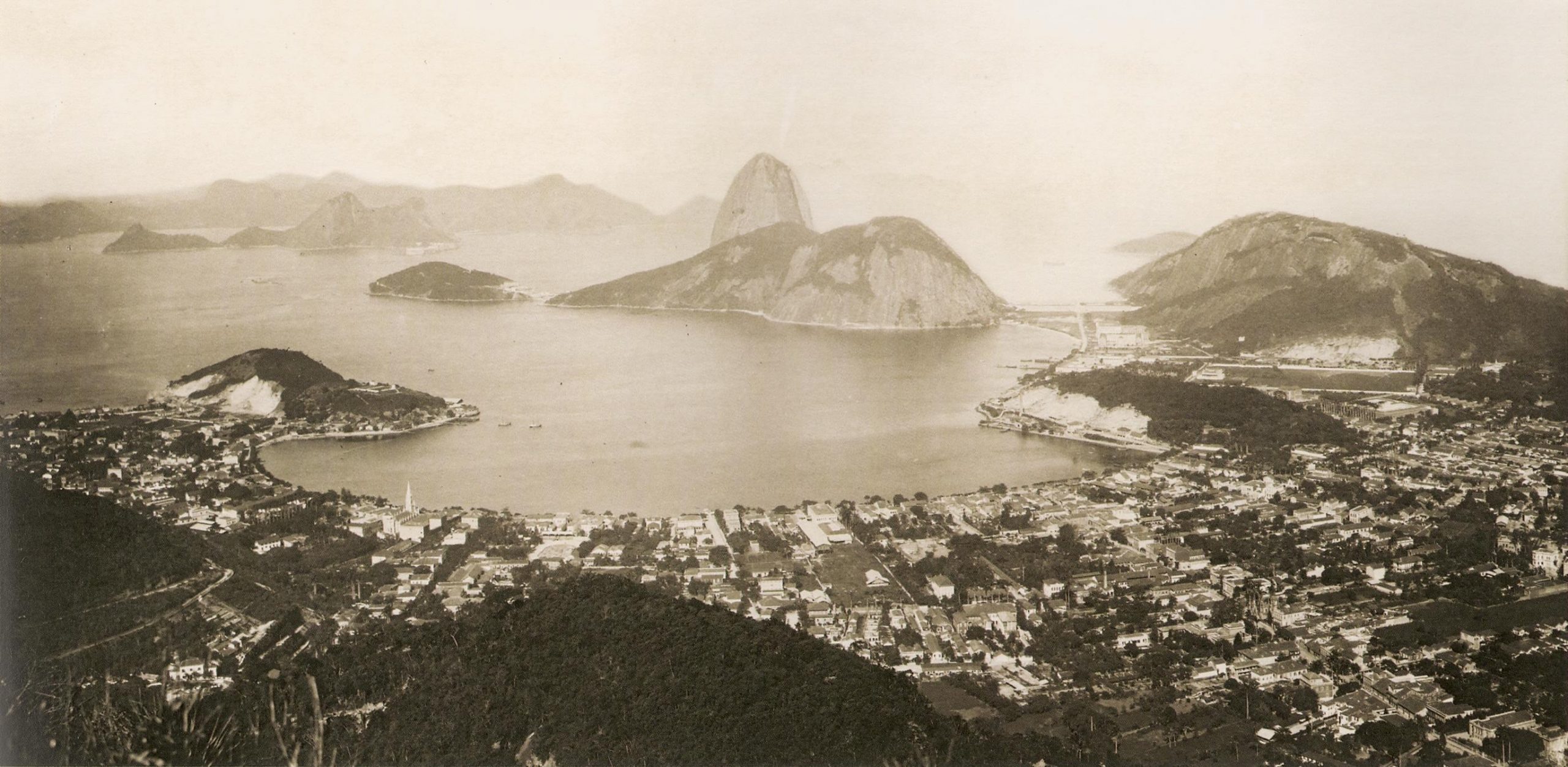 View of Rio de Janeiro's harbour in 1899, seen from above Laranjeiras. Taken by Pedro Correa do Lago.