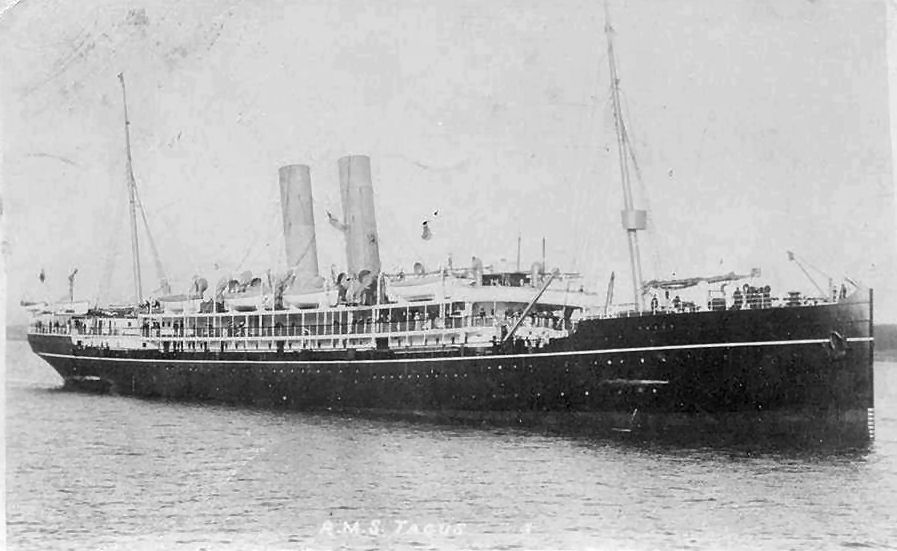 RMS Tagus, built 1871. The ship on which Bertie Weinberg served as engineer.