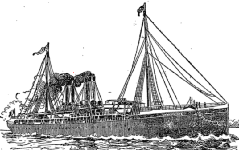 French Liner La Gascogne is safe. Line drawing from The New York Times, February 12, 1895.