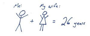 the author and his wife, in stick figure