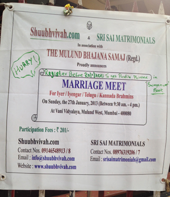 Advertisement for an arranged marriage event