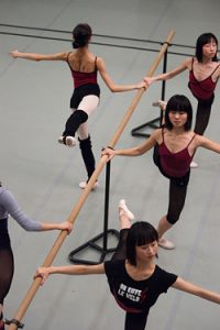 Ballet dancers warming up before Prix de Lausanne, 2010.
