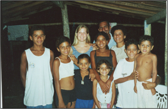 Image of author Katie Nelson with her Brazilian host family