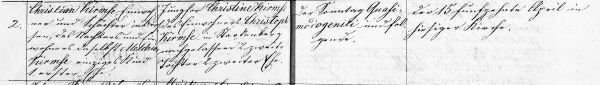 Christian Kirmse + Christine Kirmse - Marriage Record - 1845