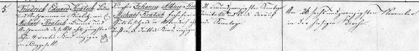 Friedrich Eduard Kratsch + Johanne Albine Kratsch - Marriage Record 26 Nov 1810