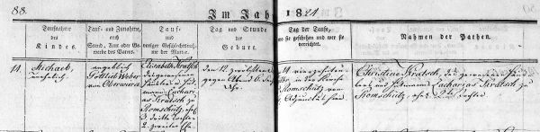 Michael Kratsch - Birth Record 12 Sep 1824