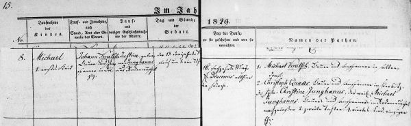 Michael Kratsch - Birth Record 13 May 1829