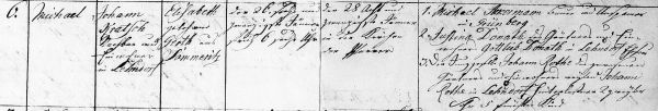 Michael Kratsch - Birth Record 26 Jan 1813