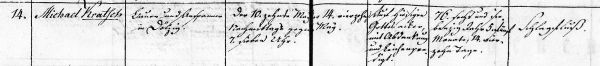 Michael Kratsch - Death Record 2 Jan 1832