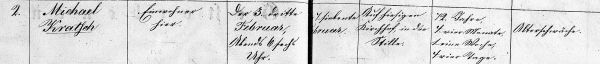 Michael Kratsch - Death Record 3 Feb 1856
